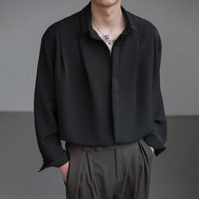 Load image into Gallery viewer, Loose Peak Collar Solid Color Long-sleeved Casual Shirt