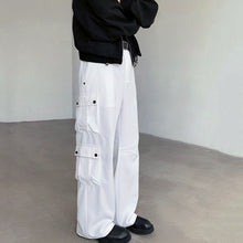 Load image into Gallery viewer, White Multi-Pocket Cargo Straight-Leg Pants