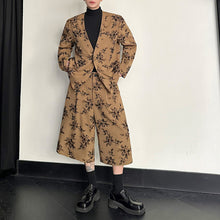 Load image into Gallery viewer, Flocked Pattern V-neck Suit Loose Cropped Pants Two-piece Suit