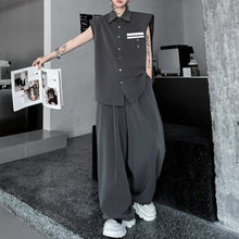 Load image into Gallery viewer, Colorblock Sleeveless Vest Wide Leg Trousers Two-Piece Set