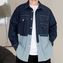 Load image into Gallery viewer, Washed Patchwork Multi-pocket Denim Shirt