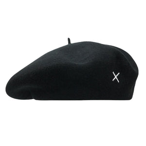 Dark Symbol Embroidered Wool Beret Hat