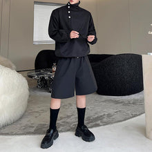 Load image into Gallery viewer, Stand Collar Side Button Tops Shorts Casual Suits