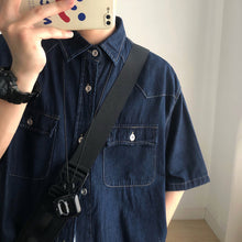 Load image into Gallery viewer, Denim Short-sleeved Loose Work Shirt