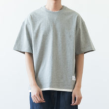 Load image into Gallery viewer, Japanese Loose Drop Shoulder Fake Two Piece T-shirt