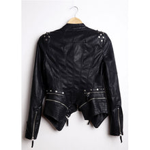 Load image into Gallery viewer, PU Gothic Style Rivet Slim Waist Leather Jacket