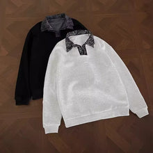 Load image into Gallery viewer, Retro Patchwork Faux Two-piece Sweatshirt