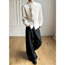 Load image into Gallery viewer, Court-style Detachable Ruffled Collar Waist Belt Shirt