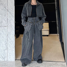 Load image into Gallery viewer, Loose Oversized Cropped Jacket Denim Set