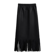 Load image into Gallery viewer, Fringed PU Leather Skirt