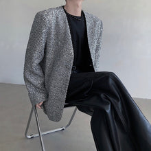 Load image into Gallery viewer, Shiny Silver Collarless Jacket