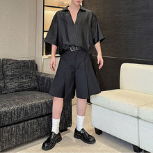 Load image into Gallery viewer, Satin Cropped V-neck Casual Shirt