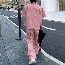 Load image into Gallery viewer, Pleated Short-sleeved Jacket and Wide-leg Pants Two-piece Suit