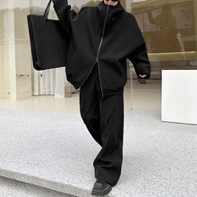 Load image into Gallery viewer, Hoodie Cardigan Sweatshirt Stitching Straight Wide-leg Trousers Two-piece Set