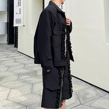 Load image into Gallery viewer, Wood Ear Trim Jacket Shorts Two-Piece Set