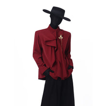 Load image into Gallery viewer, Mock-neck Shirt with Scarf-style Tie Detail