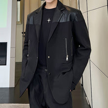 Load image into Gallery viewer, PU Leather Panel Blazer