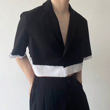 Load image into Gallery viewer, Summer Raw Edge Contrasting Color Super Short Blazer