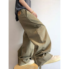 Load image into Gallery viewer, Retro Frayed Pleated Straight-leg Cargo Pants