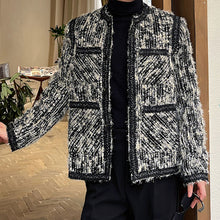 Load image into Gallery viewer, Collarless Woolen Pocket Jacket