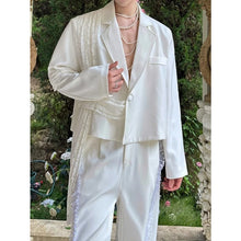 Load image into Gallery viewer, Lace Streamer Overlay Ribbon Belt Cropped Blazer Jacket