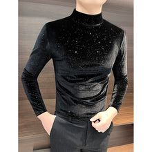 Load image into Gallery viewer, Gold Velvet Half Turtleneck Bottoming Shirt