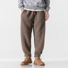 Load image into Gallery viewer, Retro Thick Velvet Embroidered Drawstring Trousers