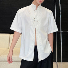 Load image into Gallery viewer, Stand Collar Zipper Short Sleeve Casual Shirt
