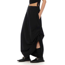 Load image into Gallery viewer, Black Drawstring Irregular Skirt