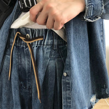 Load image into Gallery viewer, Elastic Waist Loose Denim Wide Leg Trousers