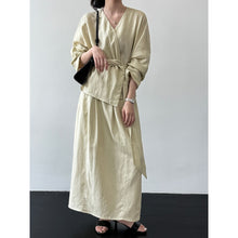 Load image into Gallery viewer, Women's Linen Shirt and Skirt Two-Piece Set