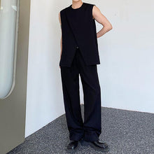 Load image into Gallery viewer, Black Slit Hem Sleeveless Vest