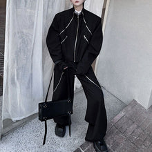 Load image into Gallery viewer, Jacket with Multiple Zippers and Wide Leg Pants Two-piece Set