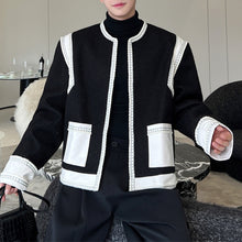 Load image into Gallery viewer, Black and White Contrast Leather Jacket