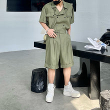 Load image into Gallery viewer, Double-breasted Workwear Two-piece Set