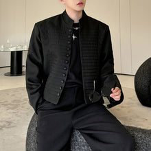 Load image into Gallery viewer, Multi-button Embroidered Stand Collar Cropped Jacket
