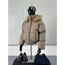 Load image into Gallery viewer, Detachable Faux Fur Hood Winter Loose Jacket