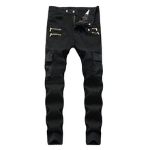 Load image into Gallery viewer, Street Multi-pocket Zipper Pleated Elastic Slim-fit Pants