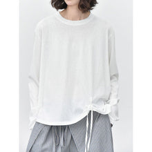 Load image into Gallery viewer, Women's Side Drawstring Hanging Tie Adjustable Loose Long Sleeve T-Shirt