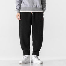 Load image into Gallery viewer, Retro Thick Velvet Embroidered Drawstring Trousers