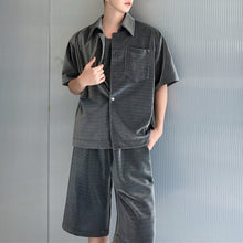 Load image into Gallery viewer, Summer Bright Silk Shirt Vest Shorts Three-piece Suit