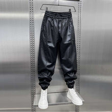 Load image into Gallery viewer, Thickened Velvet PU Leather Warm Harem Pants