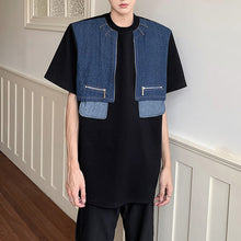 Load image into Gallery viewer, Spliced Shoulder Padded Loose T-shirt