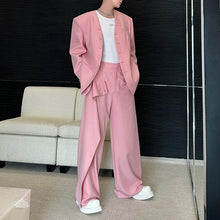 Load image into Gallery viewer, Vintage Collarless Blazer and Wide-leg Pants Two-piece Set
