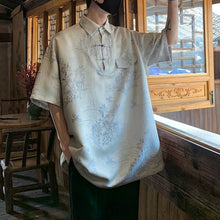 Load image into Gallery viewer, Embroidered Jacquard Ice Silk Lapel Polo Shirt