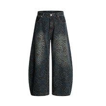 Load image into Gallery viewer, American Leopard Print Wide-leg Denim Scimitar Pants