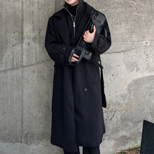 Load image into Gallery viewer, Fake Two Piece Spliced Stand Collar Woolen Long Coat