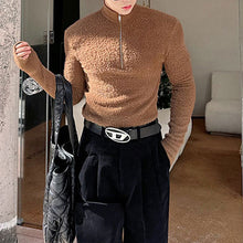 Load image into Gallery viewer, Tight-fitting Shoulder-padded Zipper Turtleneck Sweater