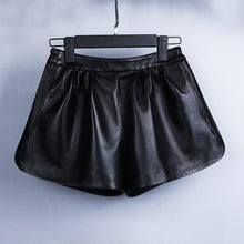 Load image into Gallery viewer, Leather A-line Elastic High Waist Loose Slim Wide Leg Shorts