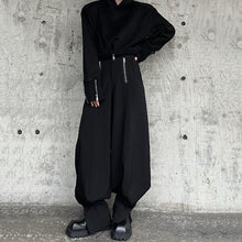 Load image into Gallery viewer, Black Zipper Style Casual Loose Draped Leggings Pants